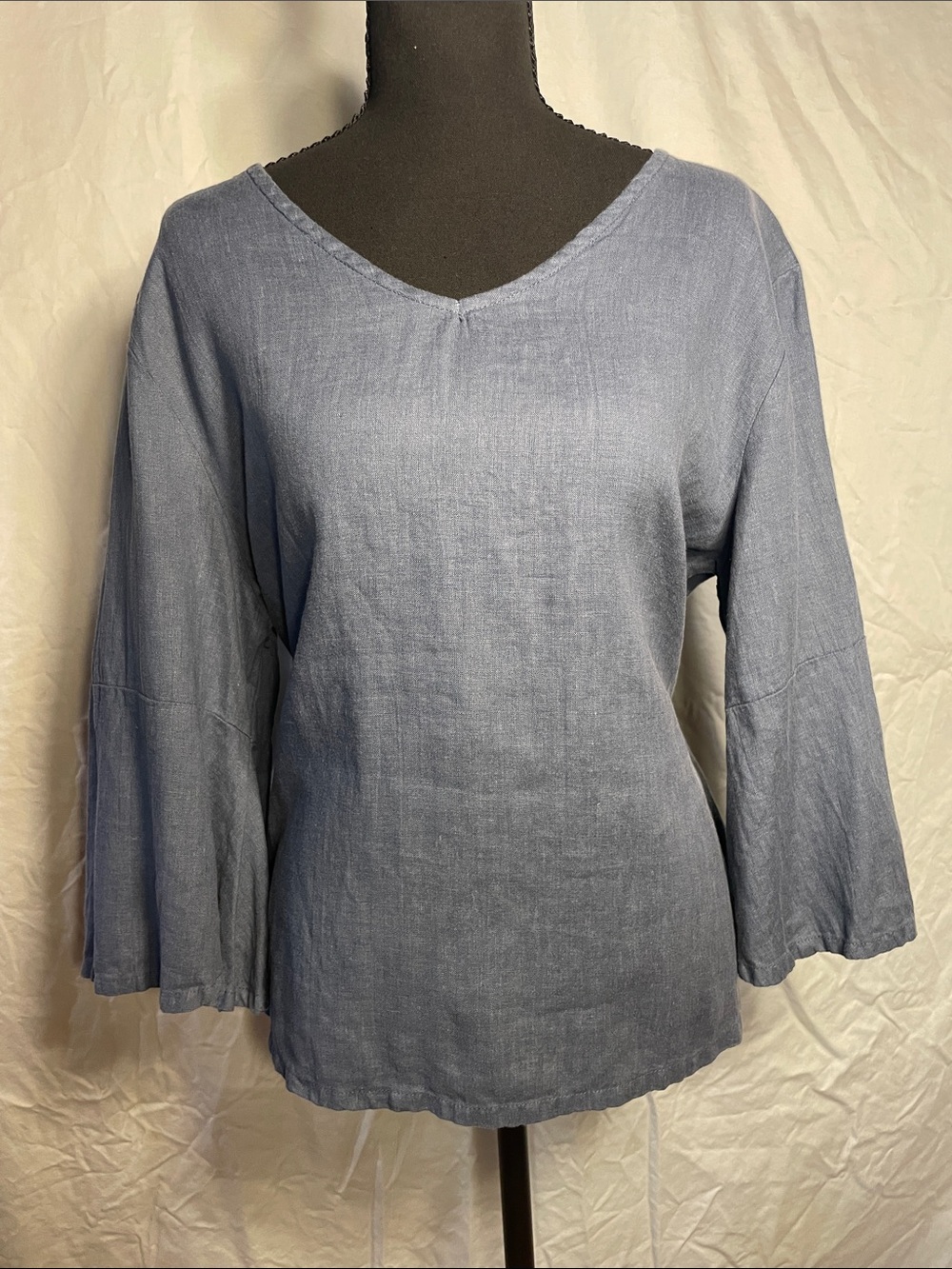 bryn Walker Light Blue V-Neck Linen Tunic